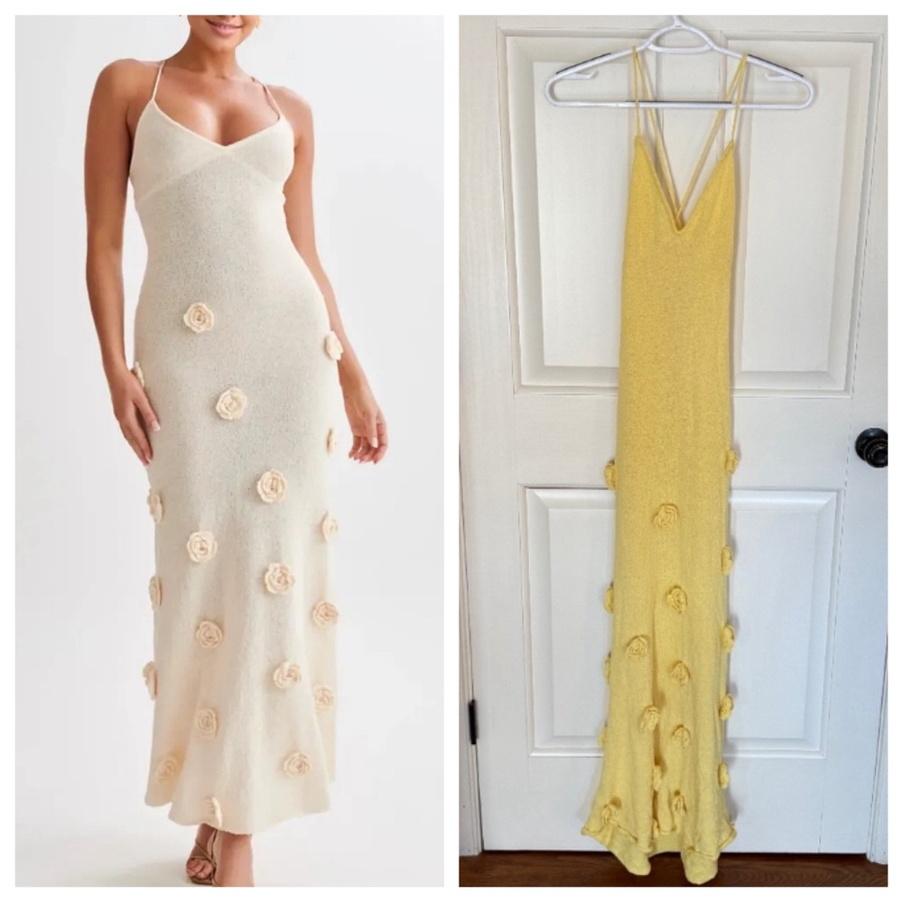 Meshki Suki Crochet Maxi Dress With Flowers Yellow 33973